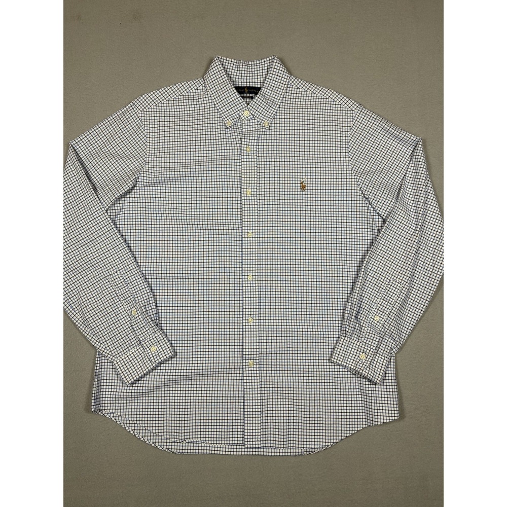 Ralph Lauren Classic Fit Blue Gingham Button Down Oxford Shirt Men's Size XL